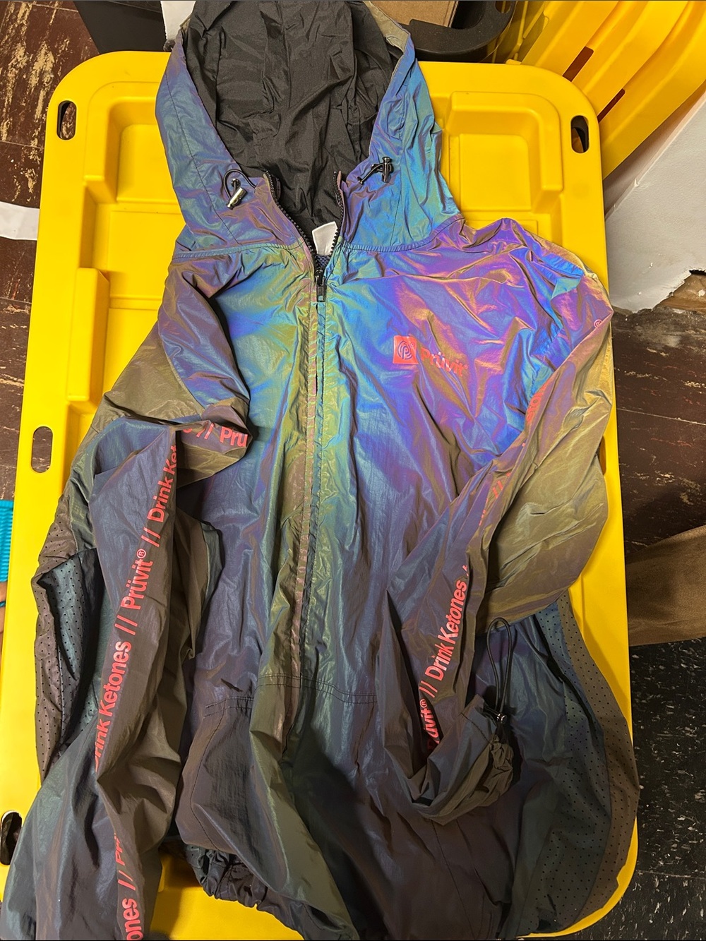 Unisex Pruvit XL Iridescent Hooded Raincoat Jacket - Multicolor